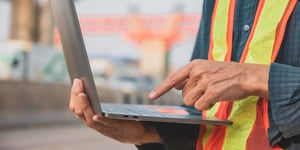 Worker using computer